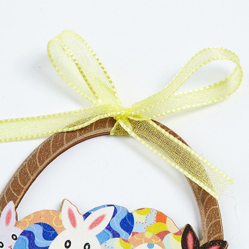 With Bowknots DIY Wood Chips Hanging Ornaments Wooden Craft Easter Decorations