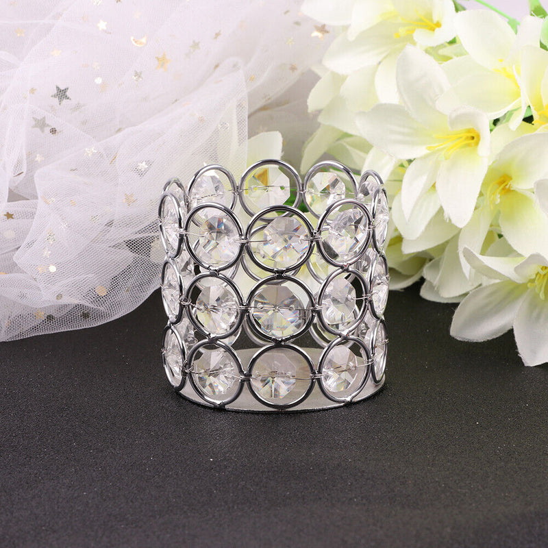 Crystal Candle Holder Metal Makeup Brush Storage Tube Pen Bucket Jewelry Box