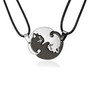 pair Cute Round Valentine's Day Fashion Couple Pendant Necklace Black White Cat