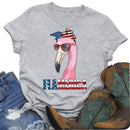 Independence Day Print Flamingo Tea T-Shirt (Light Grey L)