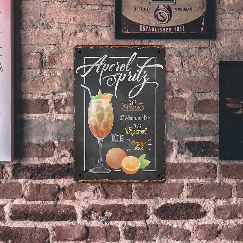 Retro Orange Cocktail Metal Plate Painting for Bar Pub Tin Plaque Wall Sign