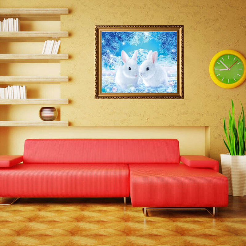 5D Diamond Rabbit Painting DIY Mosaic Cross Stitch Home Embroidery Decor Newly