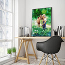 5D Round Diamond Painting Cross Stitch Donkey and Girl Full Drill Home Decor