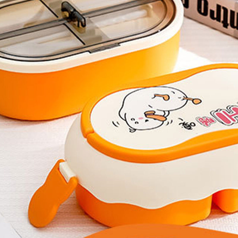 Double Layer Dinnerware Large Capacity Food Storage Container Cartoon for School