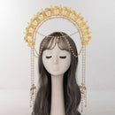 Girls Halo Crown Tassels Headband Hair Band  Virgin Mary Headpiece Golden