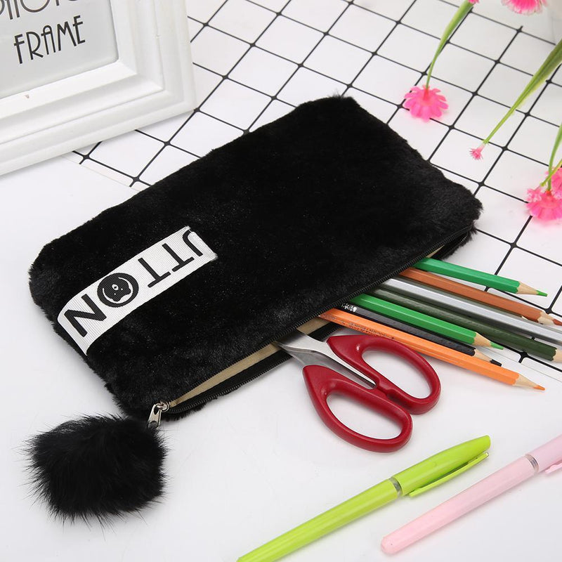 Creative Soft Plush Pencil Case Hand Bag Office Stationery Pouch Student Supply