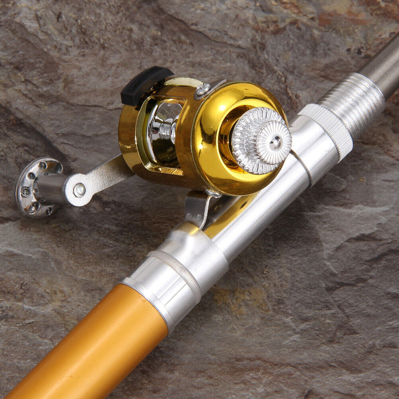 1Mini Portable Pocket Fish Pen Aluminum Alloy Fishing Rod Pole Reel Combos