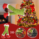 Hanging Christmas Santa Legs - Christmas Thief Burlap Stealer Design Tree Topper