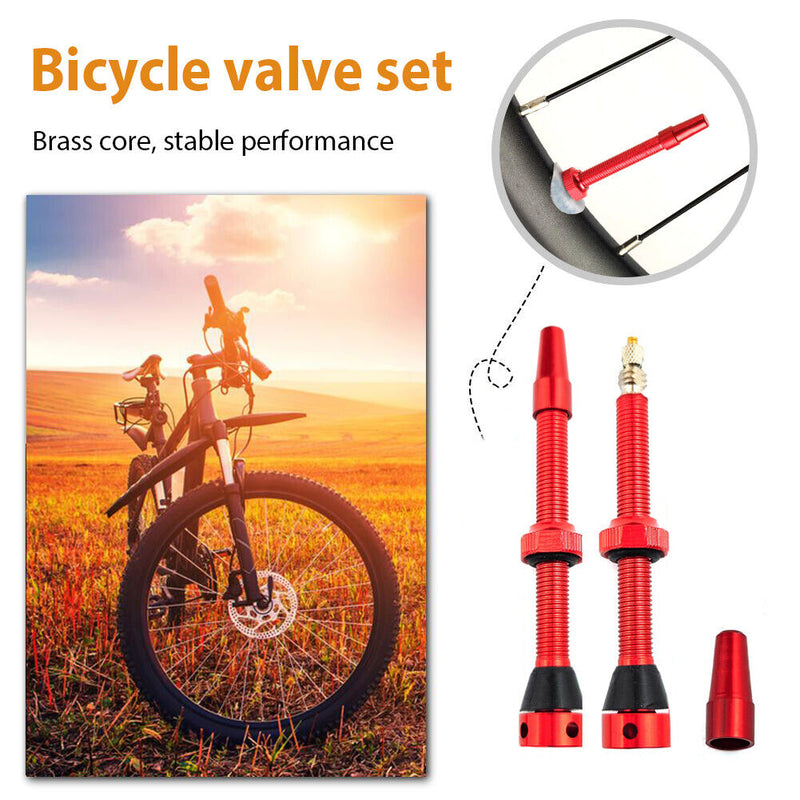 Bike Tubeless Presta Valve Set Bike CNC Machined Anodized Tool (60mm Red) Newly