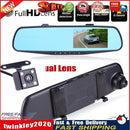 HD 1080P 4.3 inch Dual Lens Car DVR Rear View Mirror Dash Cam Video Camera Newly