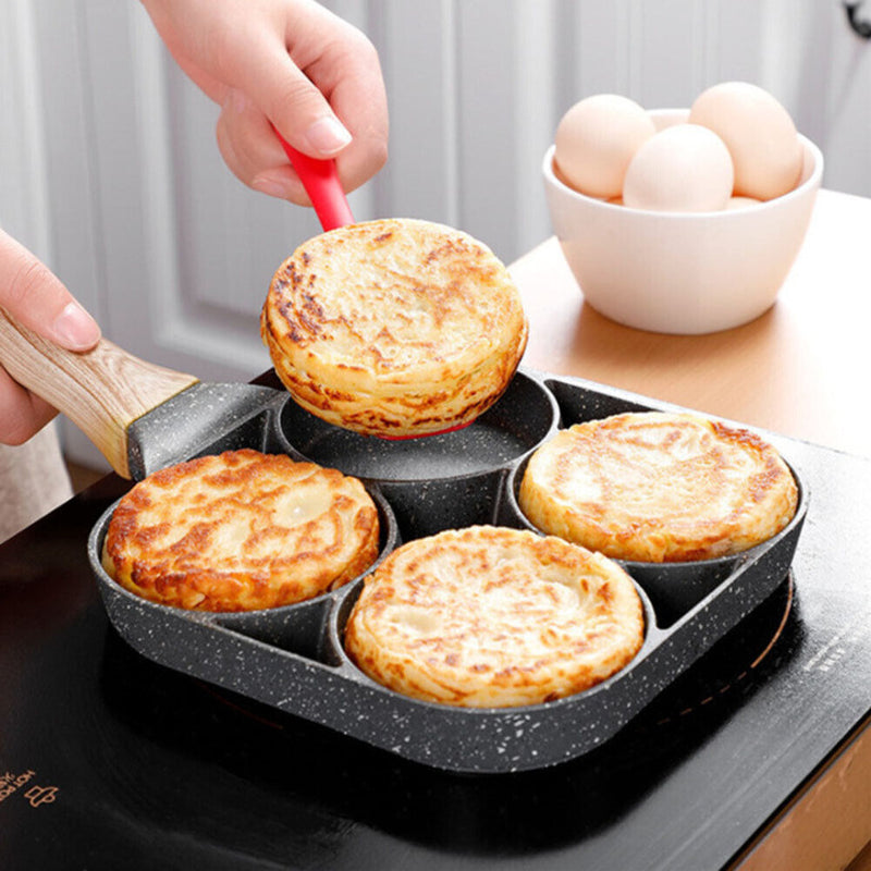Frying Omelet Pan Non-stick Egg Steak Ham Pancake Breakfast Maker (4 Holes)