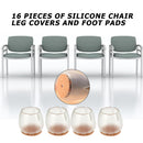 16pcs Chair Leg Mat Non-slip Silicone Table Chair Foot Cover No Noise for Home