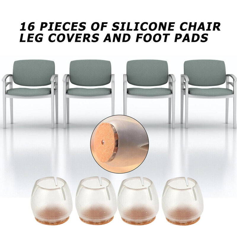 16pcs Chair Leg Mat Non-slip Silicone Table Chair Foot Cover No Noise for Home