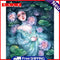 Hand Painted Lotus Girl Oil Paint By Numbers DIY Acrylic Painting on Canvas Kit