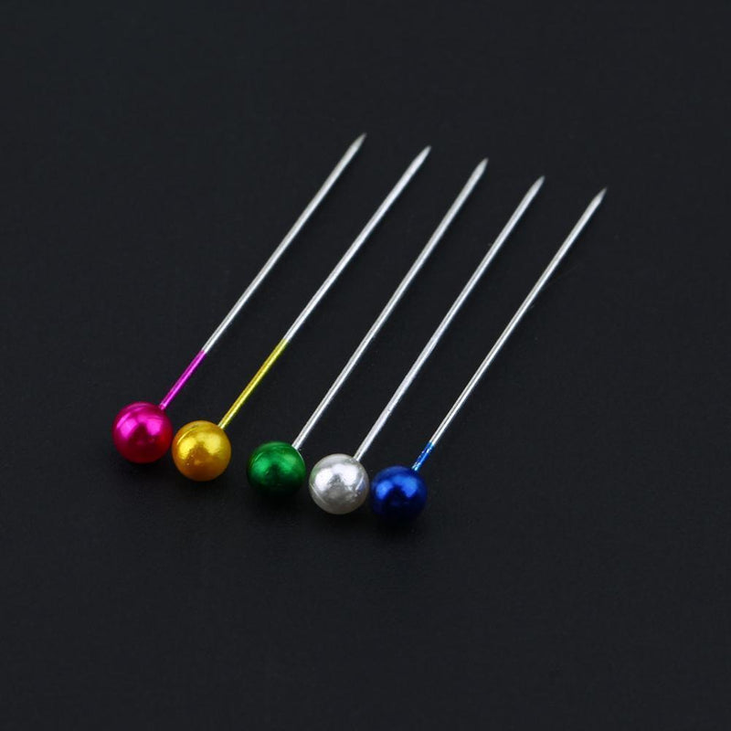 100pcs 4cm sewing head pin round straight bead needles stainless steel + PVC multicolor N