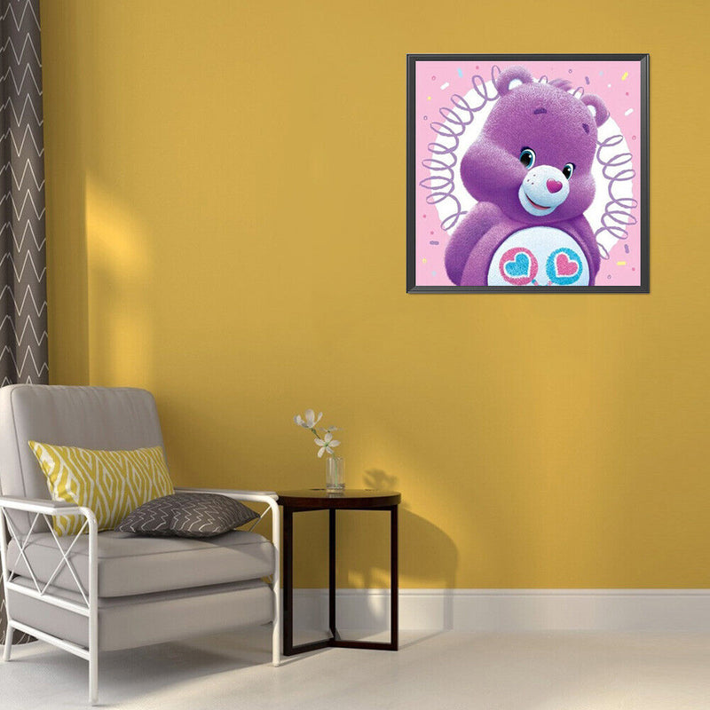 5D Diamond Painting Kit Purple Bear Full Round Drill Rhinestone DIY Crafts