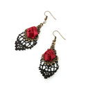 Gifts Vampire Dangle Gothic Earrings Black Lace Ear Studs Rose Jewelry
