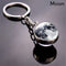 Unique Glass Dome Galaxy Ball Planet Keyring Solar System Keychain Double Sided