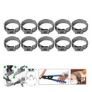 10pcs Single Ear Stainless Steel Hydraulic Hose Clamps O Clips (10.8-13.3mm