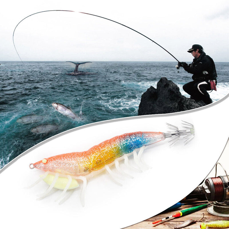 12cm Luminous Squid Jig Sea Fishing Lure Octopus Shrimp Cuttlefish Squid Ho