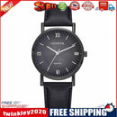PU Leather Strap Quartz Watches Men Round Dial Round Analog Wristwatch (C)