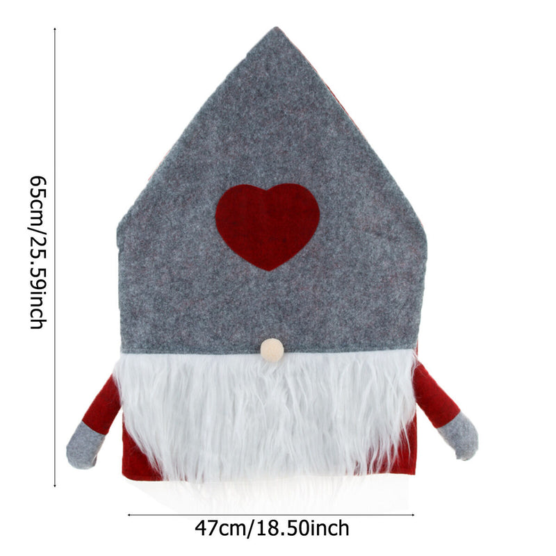 Christmas Chair Covers Plush Santa Love Heart Pointed Hat Cover (Grey)