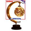LED Table Lamp Hemp Rope Wrought Iron Moon Ball Decorative Bedside Night Lamp