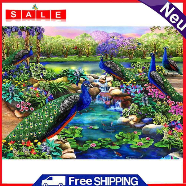 DIY Diamond Painting Full Round Drill Flowers and Peacocks Rhinestone Modern Art