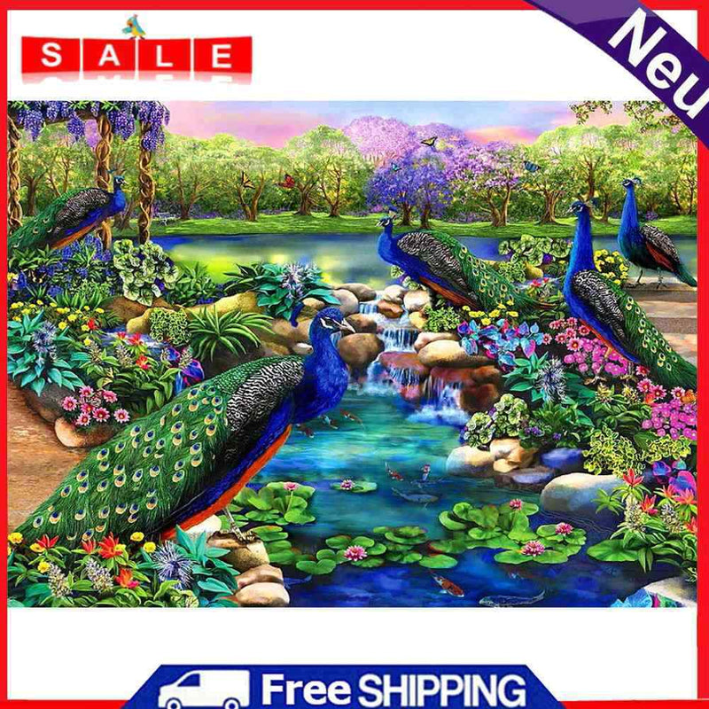 DIY Diamond Painting Full Round Drill Flowers and Peacocks Rhinestone Modern Art