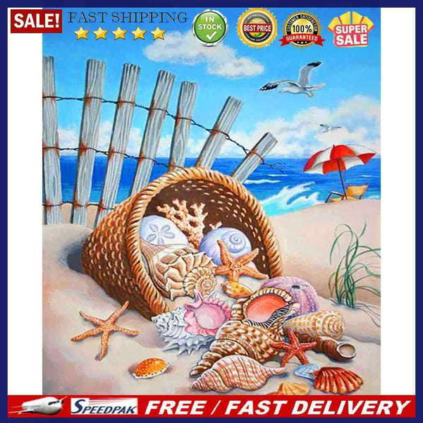 Oil Paint by Numbers Beach Conch Canvas Artwork Living Room Picture Decoratio