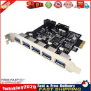 PCI-E Expansion Card for Desktop PC 5 Ports USB 3.0 HUB Adapter Extender Newly