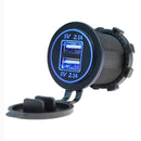 4.2A Car Motorcycle Dual USB Charger Sockets LED Power Plug Outlet (Blue) Newly