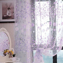 2pcs 200x100CM Floral Printed Tulle Voile Window Curtain ?Purple ?