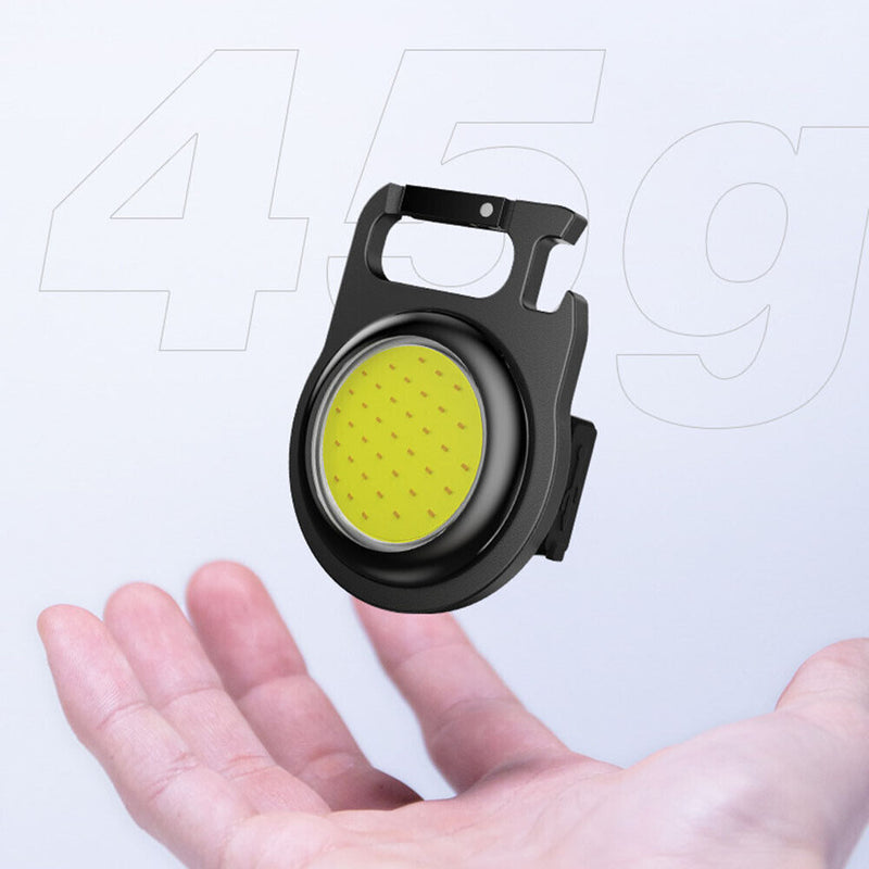 #A USB LED COB Keychain Flashlight Emergency Light Waterproof Camping Corkscrew