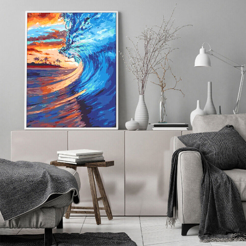 Waves Oil Paint By Numbers Kits Canvas DIY Picture Hand Painted Wall Art