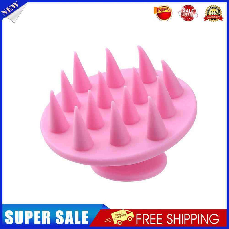 Pointed Tip Silicone Scalp Shampoo Massage Brush Head Acupoint Comb (Pink)