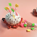 Pastoral Flower Shape Round Pin Cushion Cloth Needle Storage Holder Sewing Tools