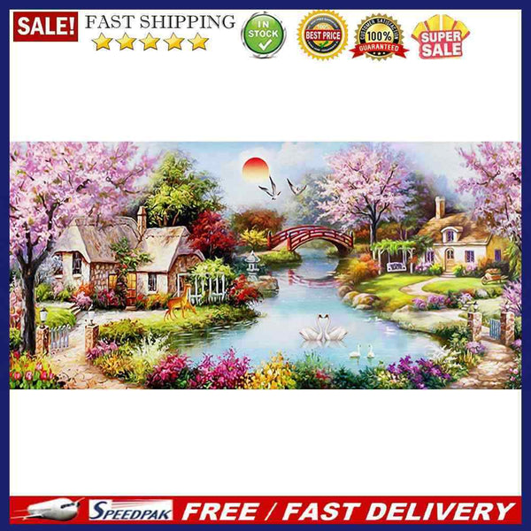 Hut by Lake Oil Paint By Numbers Kits Canvas Wall Art DIY Gift for Adults Child