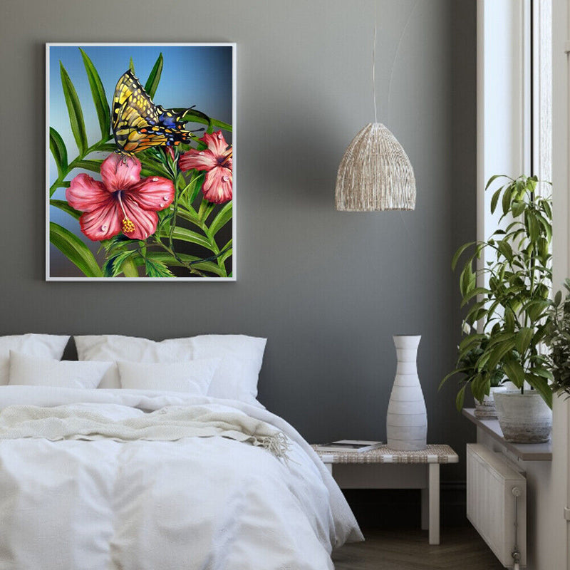Oil Paint by Numbers Butterfly Flower Canvas Artwork Living Room Picture Decor