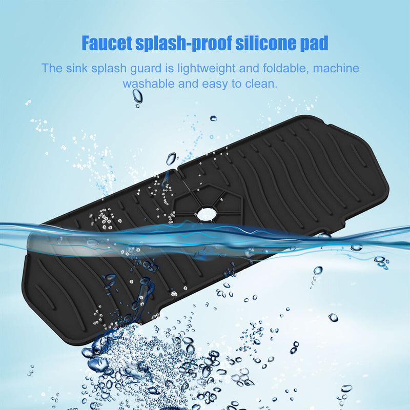 Kitchen Silicone Faucet Absorbent Mat Sink Water Splash Odor Guard (Black) Newly