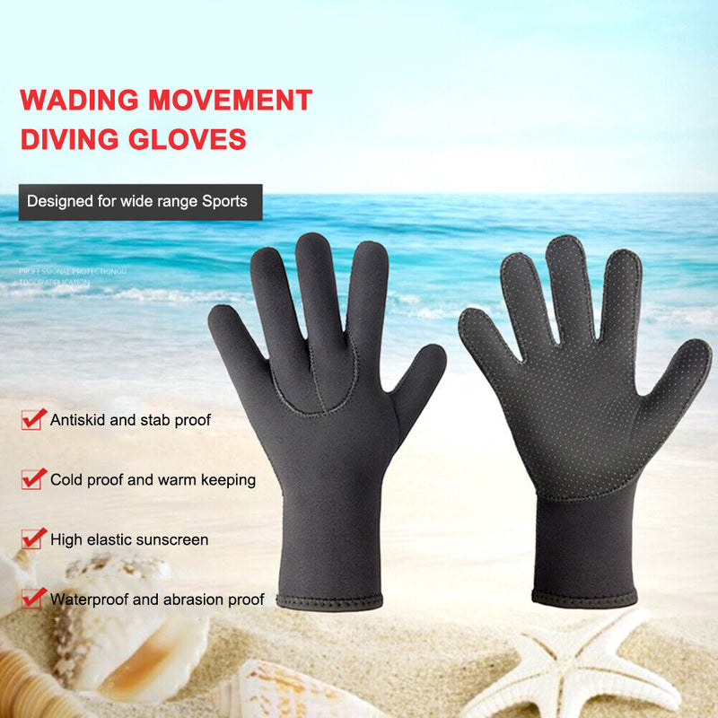 3mm Neoprene Diving Gloves Keep Warm Winter Gloves for Men Women (Black L) Newly