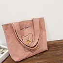 Girls Large Capacity Shoulder School Bag Corduroy Casual Top-handle Satchel Tote
