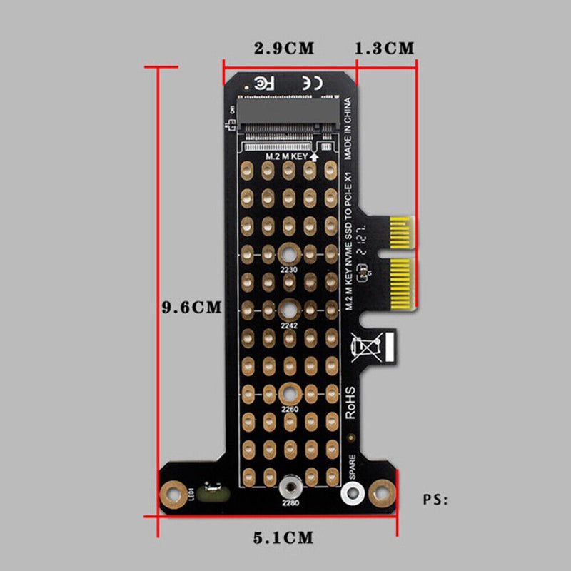 SSD M.2 NVME to PCI-E X1 Adapter Support PCI-E4.0/3.0 (Half-Height Baffle)