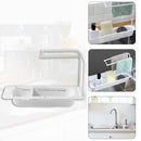 Telescopic Kitchen Sink Shelf Organizer Soap Sponge Holder Rack (White) Newly