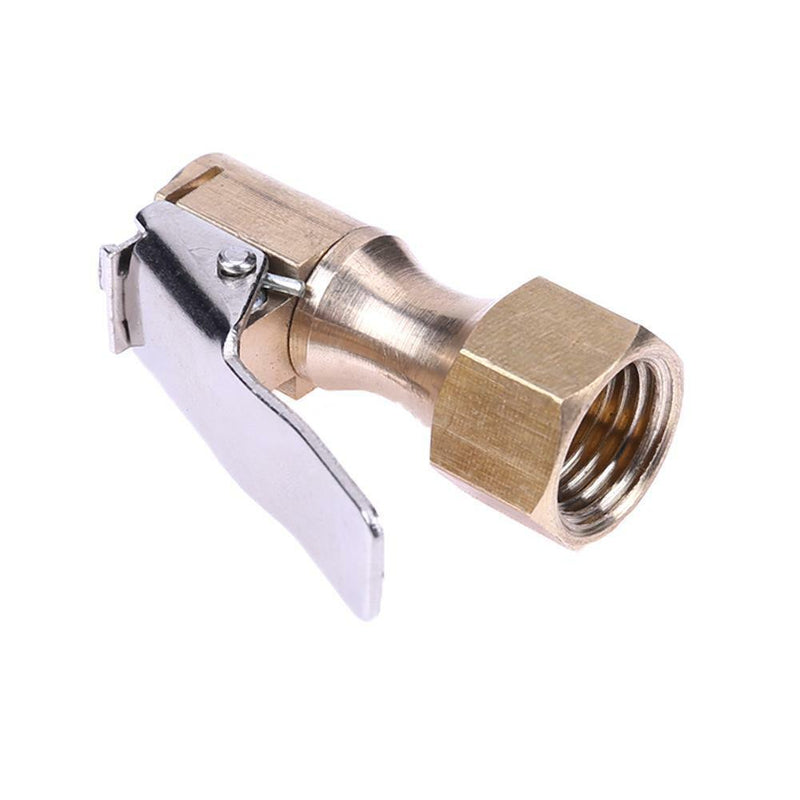 Brass Car Tire Inflator Tool Valve Stem Connector Air Chuck Lock On Clip