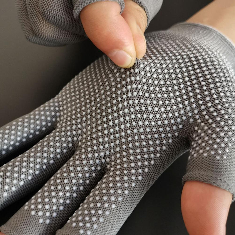 10x3 Fingers Cut Fishing Gloves Anti Slip Sunscreen Angling Gloves (Gray)
