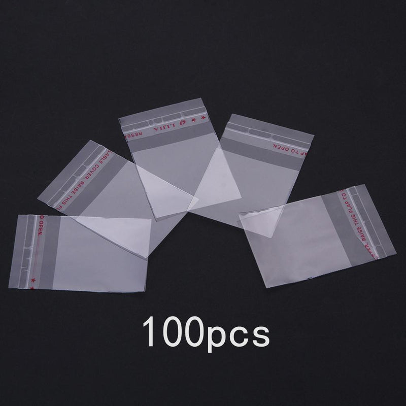100pcs Clear OPP Bags Self Adhesive Seal Plastic Sequins Jewelry Container