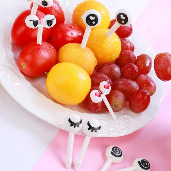 10pcs/set Food Fruit Picks Forks Cartoon Design Children Decor Box Lunch D9D4