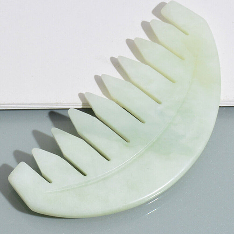 Jade Hair Brush Scalp Massage Meridian Retro Gua Sha Scraping Stone Board Newly