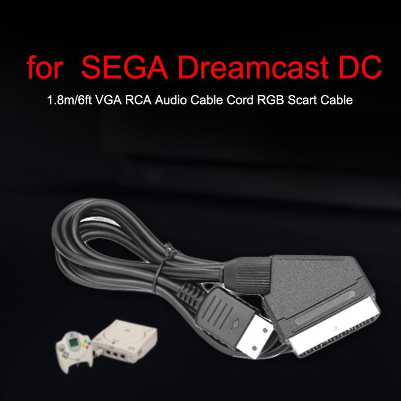 1.8m/6ft Scart RGB Cable Audio Cable Video Connector for SEGA Dreamcast Console